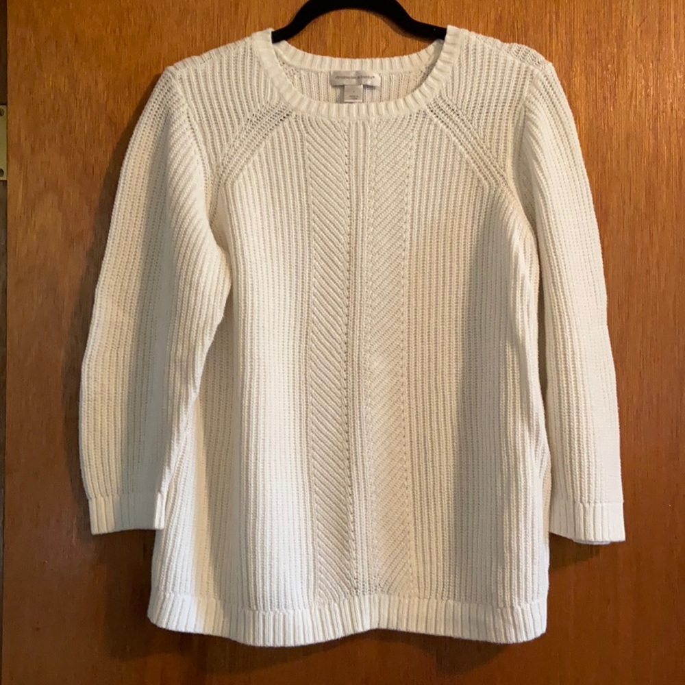 Christopher & Banks 3/4 sleeve cream color sweater